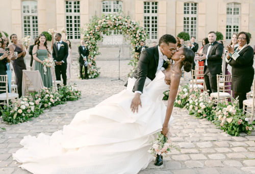 Wedding ceremony kiss